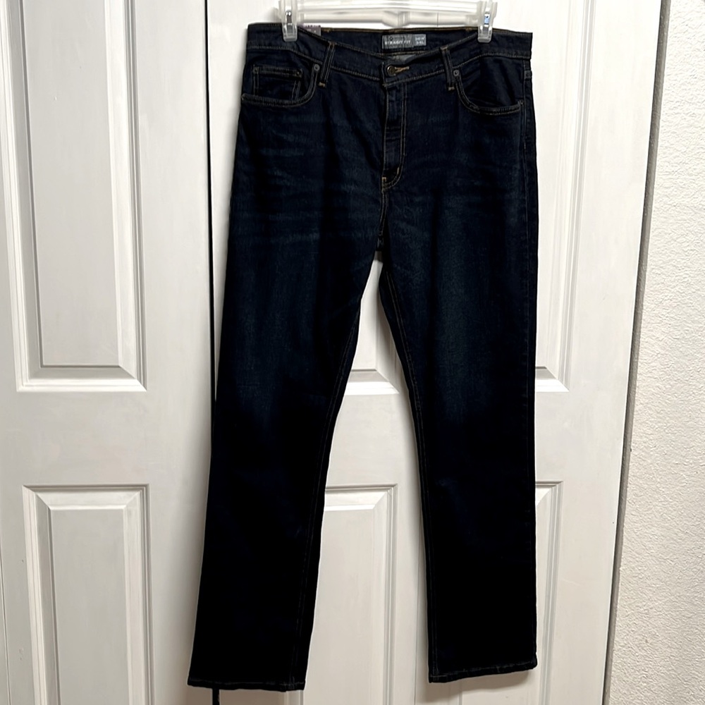 Members Mark Dark Blue Denim 5 Pocket Straight Leg Mens Jeans Size 36 Long NWT